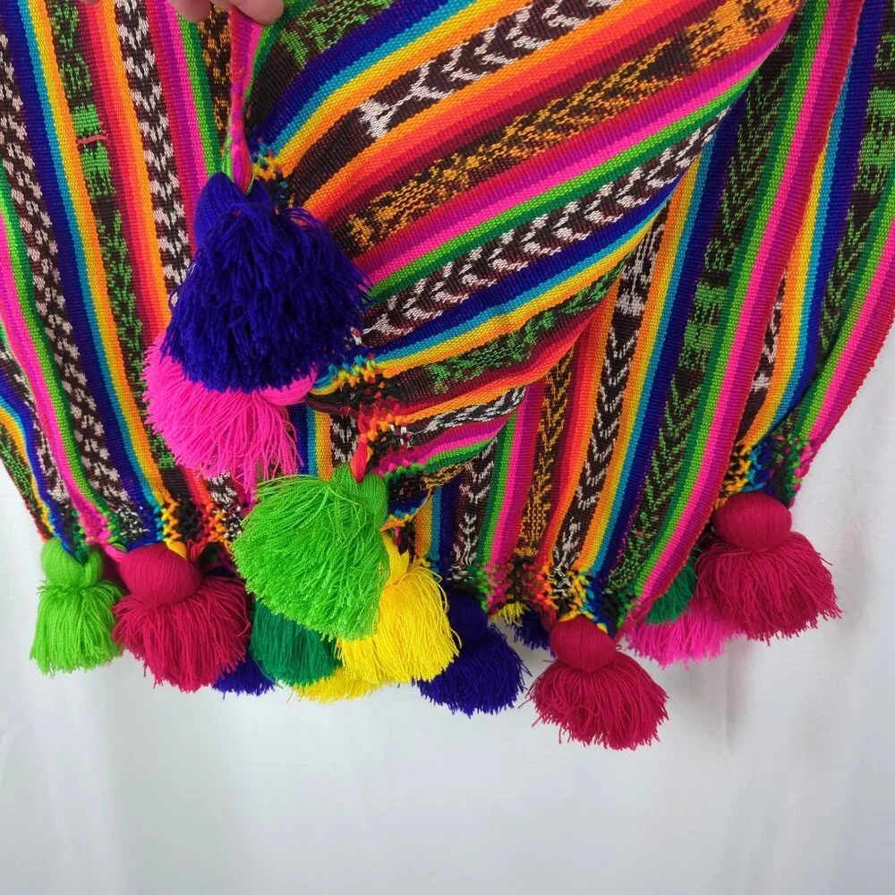 Vintage Native Indigenous Knit Tablecloth Blanket Throw Indigenous Striped Boho